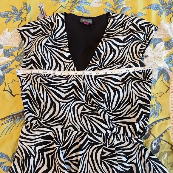VINCE camuto nwot zebra stripe asymetrical hem wrap dress sz s - Picture 6 of 6